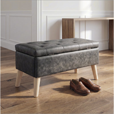 Banc de rangement avec repose-pieds de 32 po de large avec plateau intégré, repose-pieds carré avec rangement supplémentaire, repose-pieds rembourré et banc de bout de lit, parfait pour le salon, la chambre à coucher, le salon, la détente, le style moderne