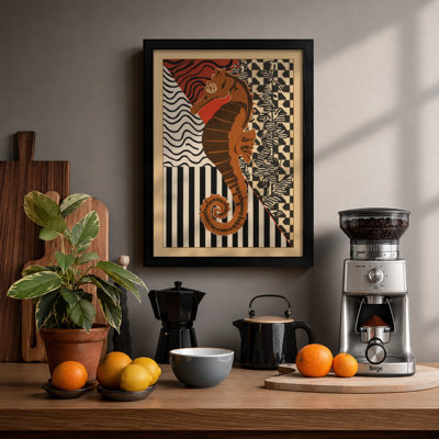 Patterned Seahorse Boho - Framed Print