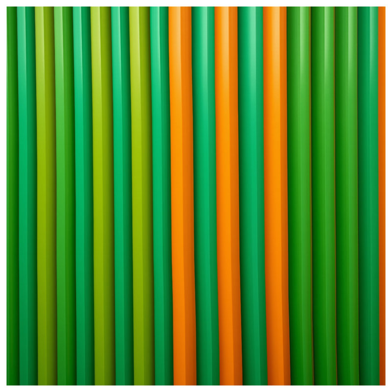 Édredon vert et orange à rayures verticales, Simple extra long