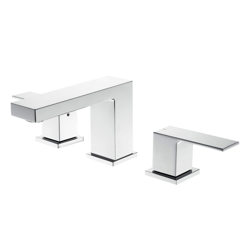 Robinet pour salle de bain à 2 poignées avec drain Cube, Argent