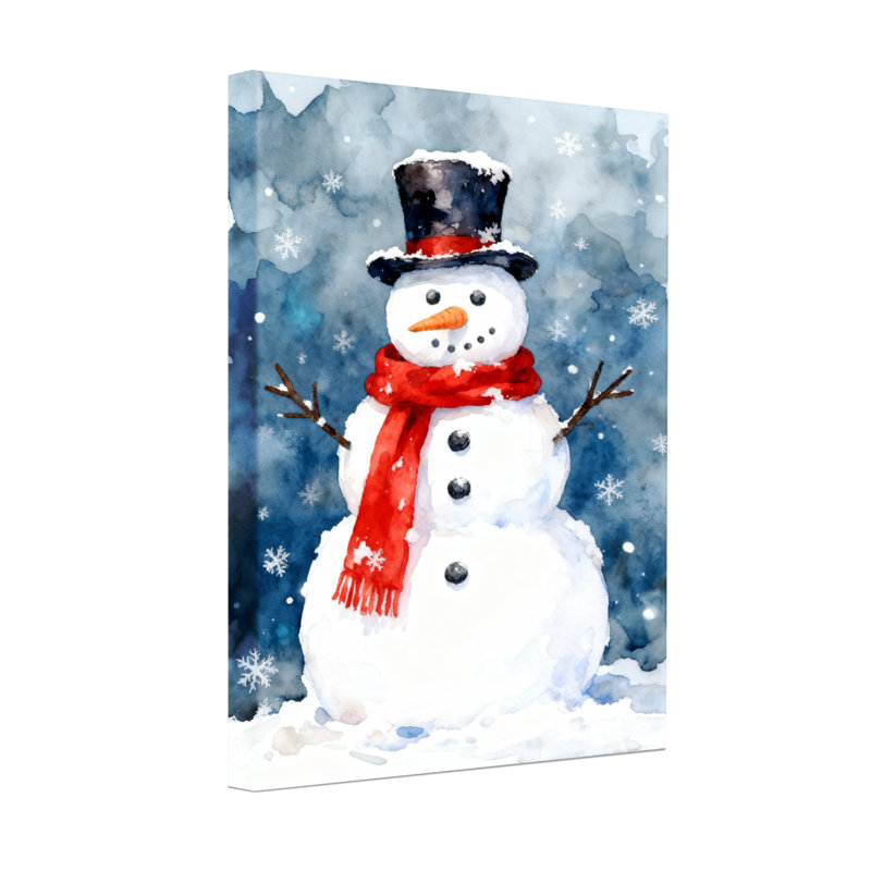 Bonhomme de neige de Noël avec foulard et flocons de neige