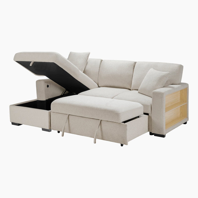 Canapé-lit modulaire Darrielle, Face à la gauche, Tissu beige