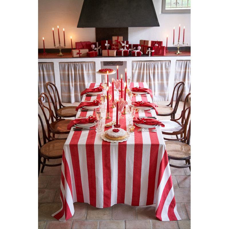 Nappe Brezhane - Rayures, Rouge, L 142 po x l 71 po