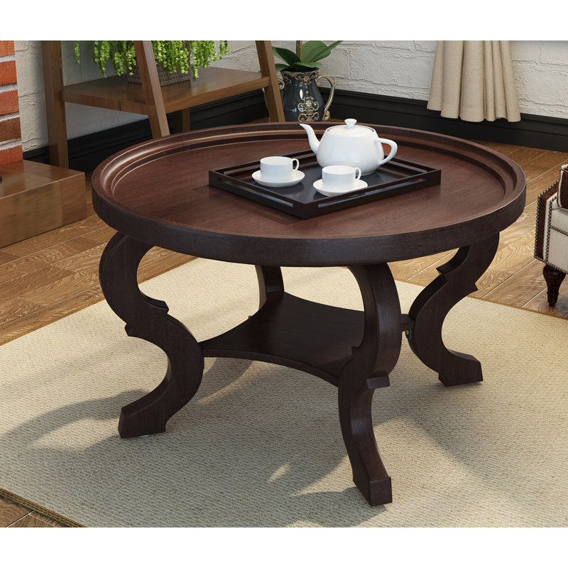 Table basse à 4 pieds avec rangement Elida, Noyer foncé