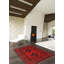 Tapis rouge en laine noué à la main de conception unique 3 pi 4 po x 4 pi 11 po New Age Fraidel