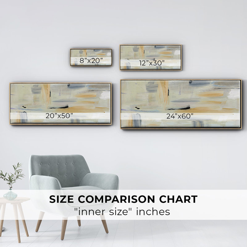 Gray Absract- Framed Canvas, 20" H x 50" W