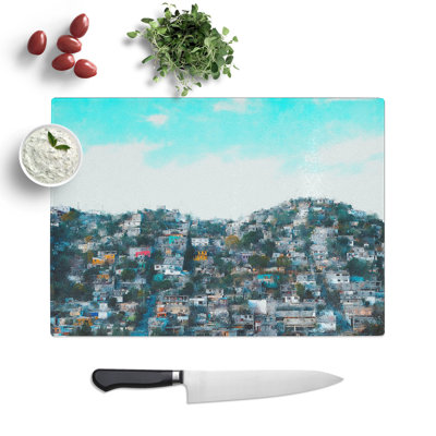 Monterrey Skyline in Mexico Painting Chopping Board