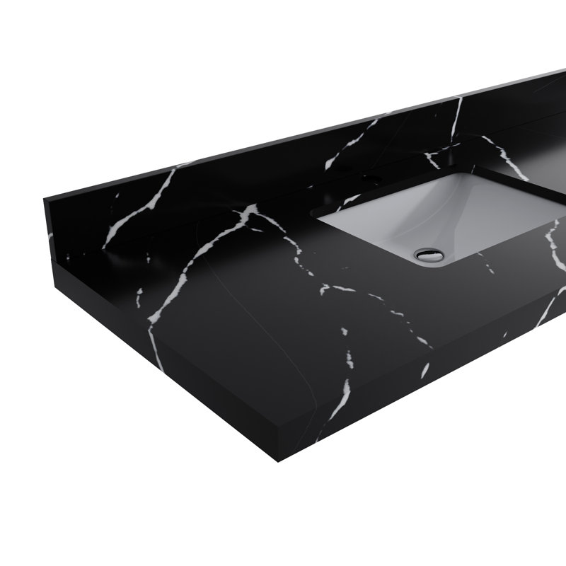 60'' Single Bathroom Vanity with Quartz Top, Calacatta Black