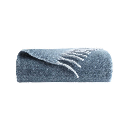 Jeté en faux mohair bleu Kenneth Cole