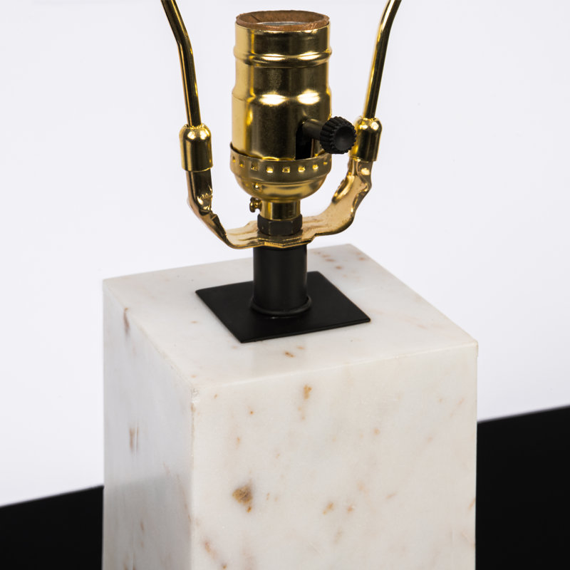 Solid Rectangle White Marble Base Table Lamp (Set Of 2)