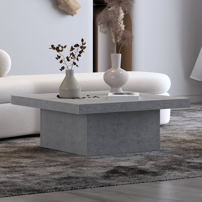 Caomhan Block Coffee Table, Gris, 16.1" H x 35.4" L x 35.4" W