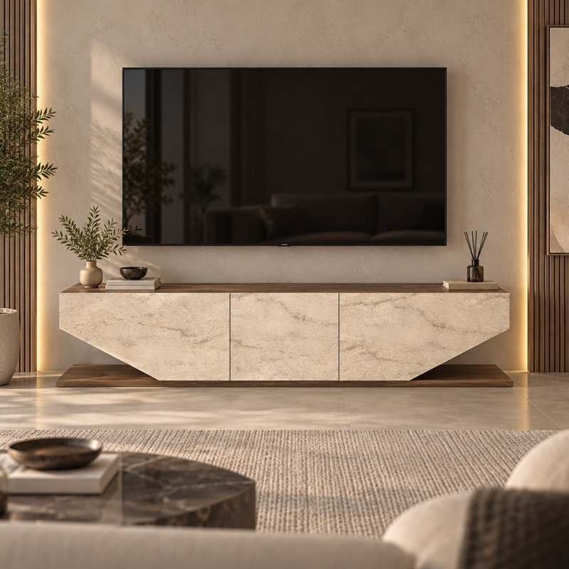 Pearl Modern TV Stand TV Unit for TVs up to 71", Walnut/Traverter