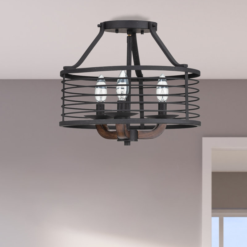 Elk 3-Light 14" Caged Farmhouse Semi Flush Mount