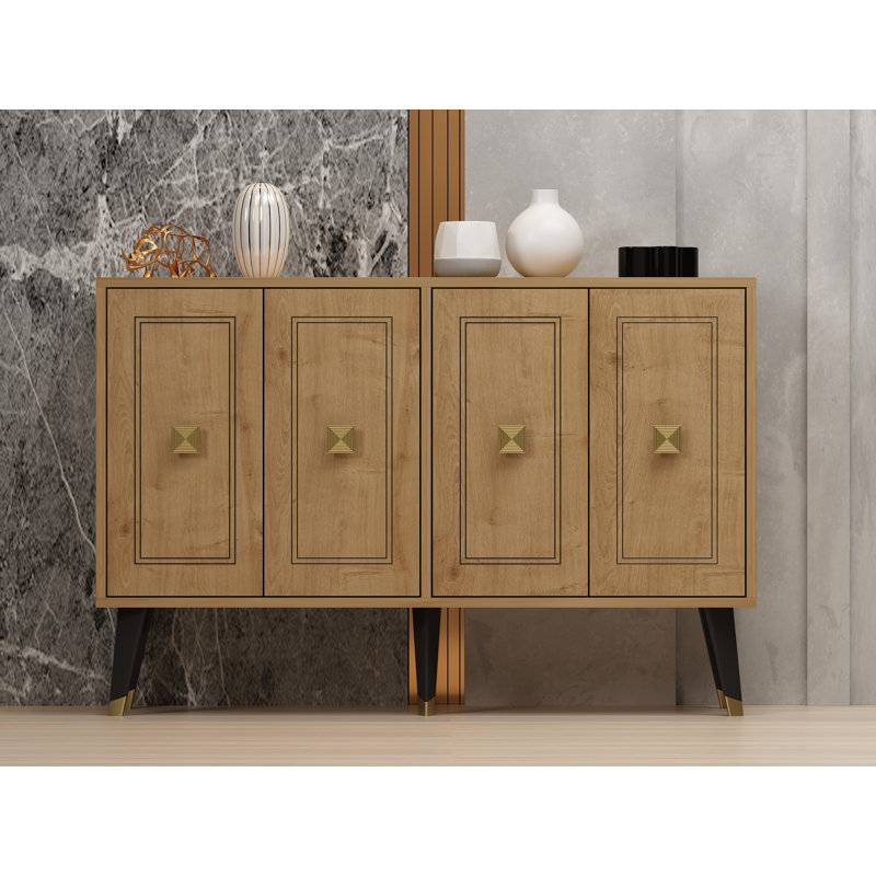 Odessa 80cm Sideboard, Sapphire Oak/Gold