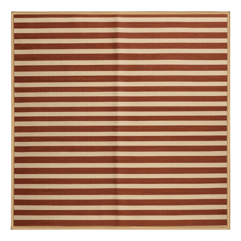 Tapis brun à rayures horizontales lavable à la machine, Carré 7 pi