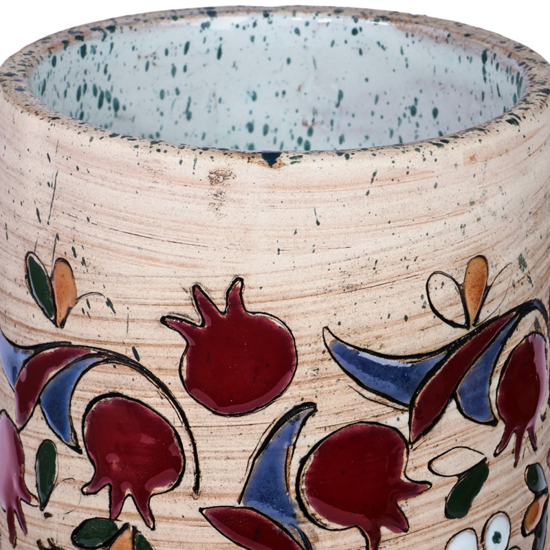  Handmade Ruby Pomegranate Ceramic Vase