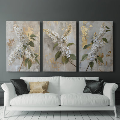 Série d'étude florale Lxxxvi - ensemble de toiles tendues avec châssis Premium - prêt à être accroché