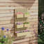 5 Box Raised Garden Bed With Trellis For Vine Flowers & Climbing Plants, 39" Tall Wall-Mounted Wood Planter Box Set With Adjustable Height, Drainage Hole, Natural