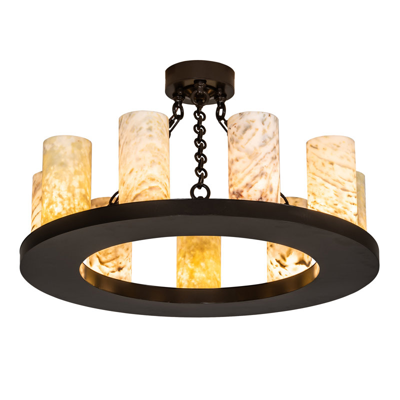Plafonnier semi-encastré 9 lumières 30 po