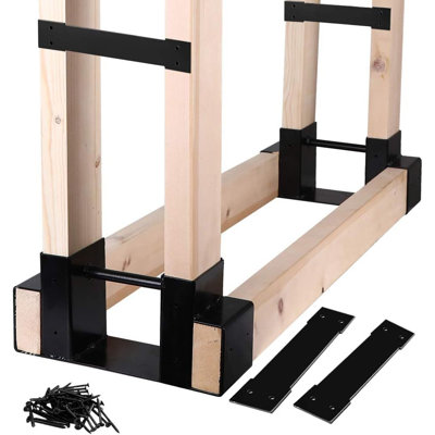 Ensemble de supports de support de bois de chauffage réglables - peu importe la longueur, utilisation intérieure et extérieure