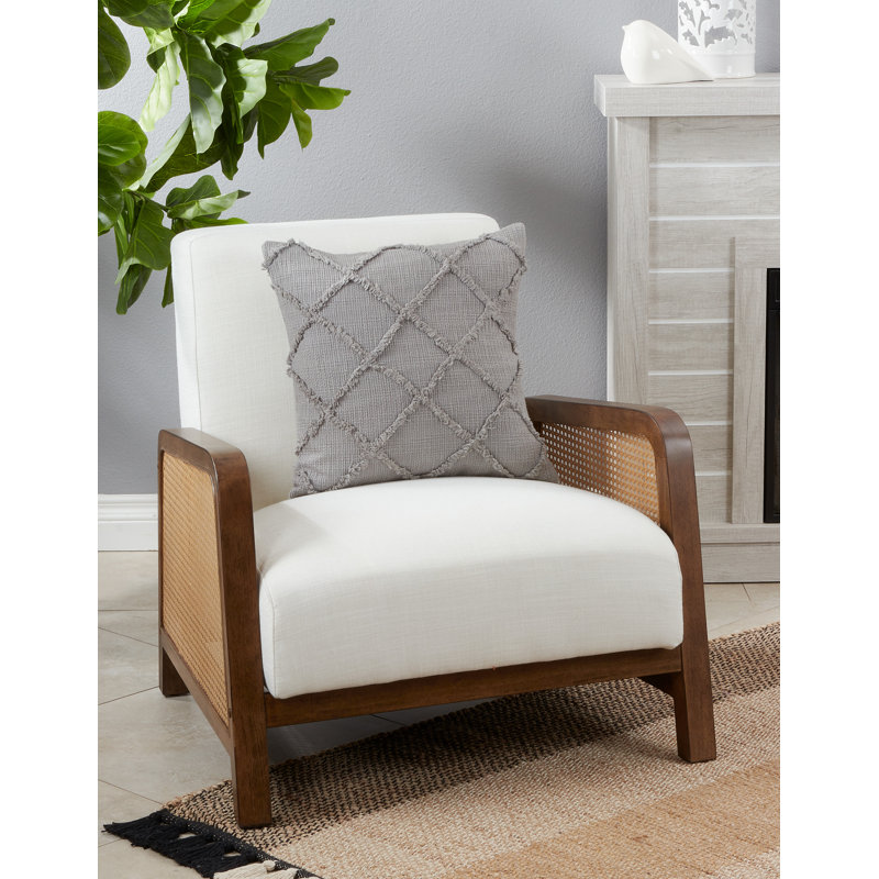 Iero Collection Cotton Throw Pillow, Gray, Polyester/Polyfill