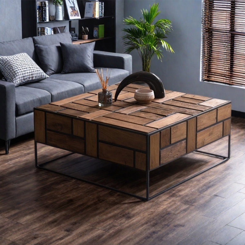 Table basse de style italien, H 13,78 po x L 39,37 po x l 39,37 po