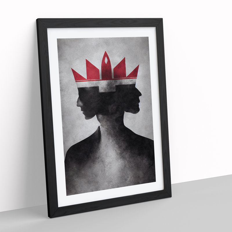 Man Wearing a Crown Abstract - Framed Print, Black, 64cm H x 46cm W x 2cm D