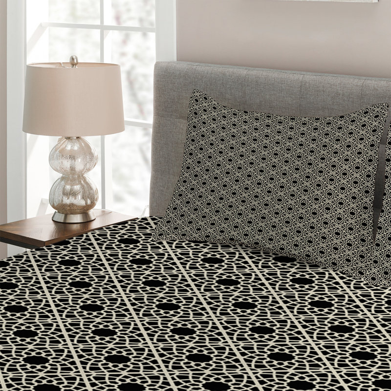 Traditional Polyester Geometric Shapes Coverlet, King Bedspread + 2 Shams