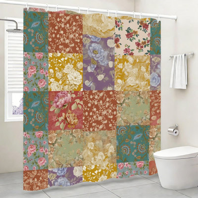 Rideau de douche à motif floral inspirant 72 x 72 pouces multicolore
