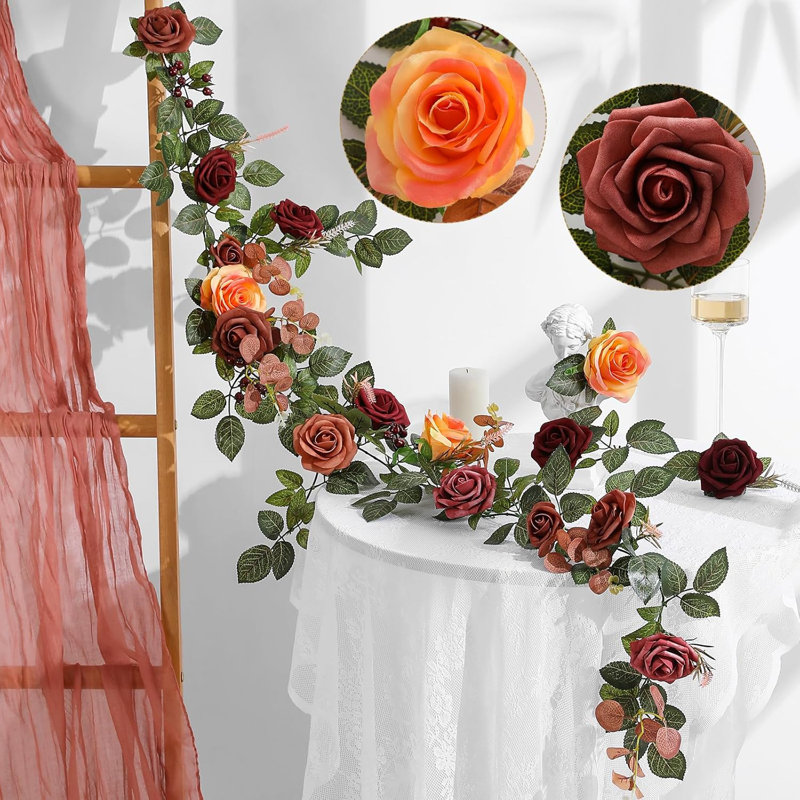 Guirlande de fleurs artificielles en terre cuite 5 pi