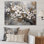 Harmonie I de cerisier blanc et gris - art mural floral pour le salon