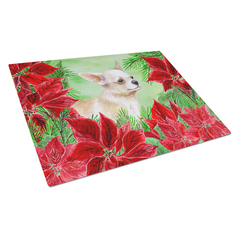 Planche à découper en verre trempé caroline de trésors, Chihuahua avec la patte en l'air