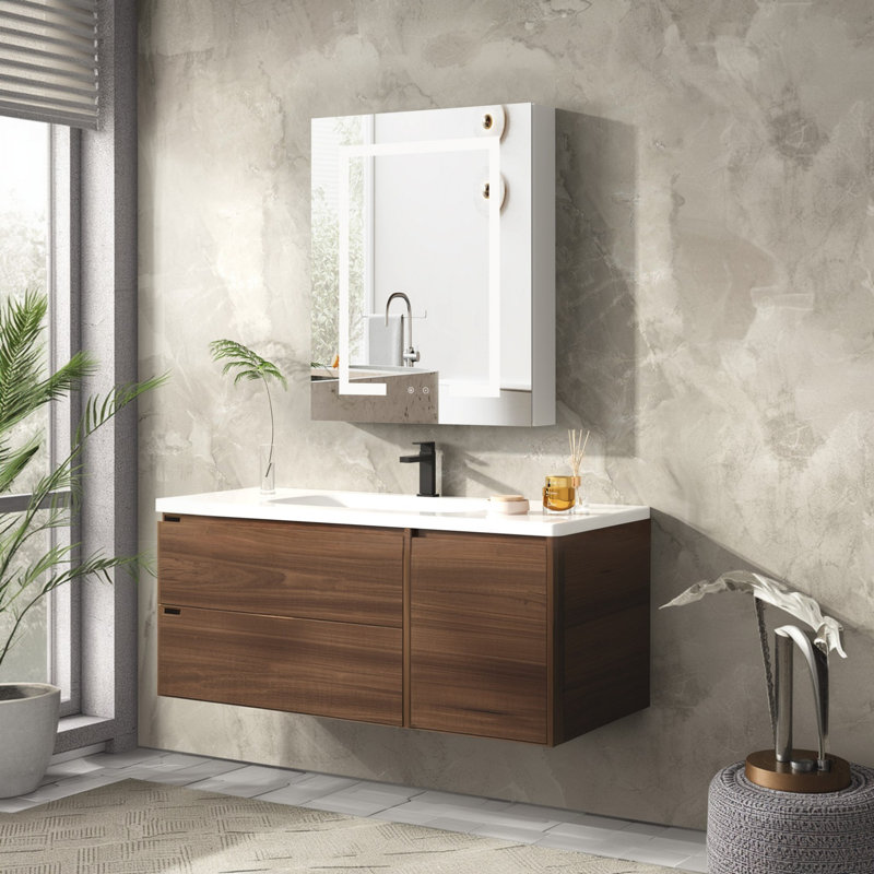 Christhilde Medicine Cabinet with LED Mirror for Bathroom, Defog, Stepless Dimming, 3 Color Change, 2 Outlets, 2USB