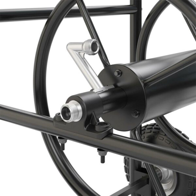 Black Steel Manual Crank Hose Reel Cart with Flat-Free Tires