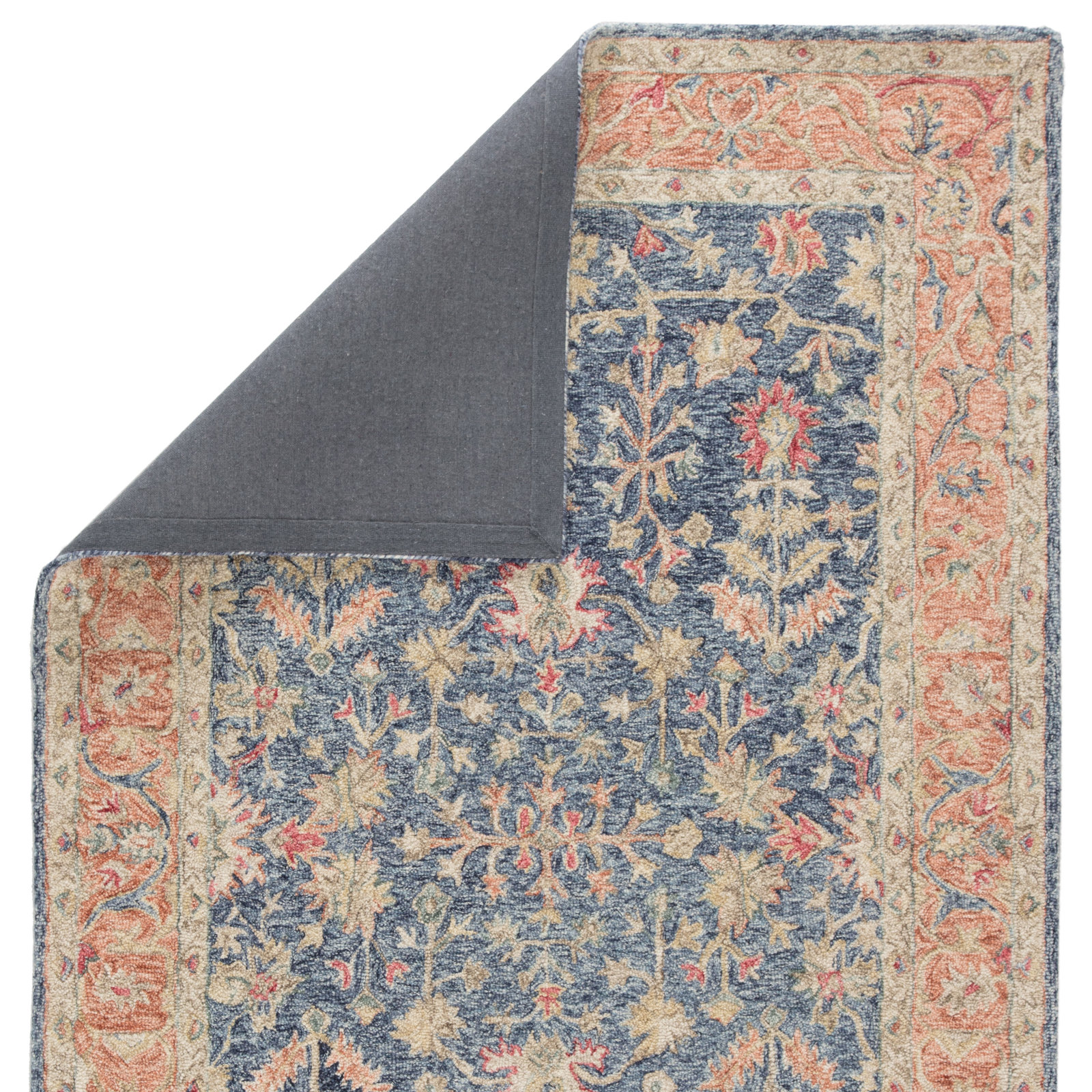 Lindsay Blue Orange Hand-Tufted Wool Oriental Rug, Rectangle 7'10" x 9'10"