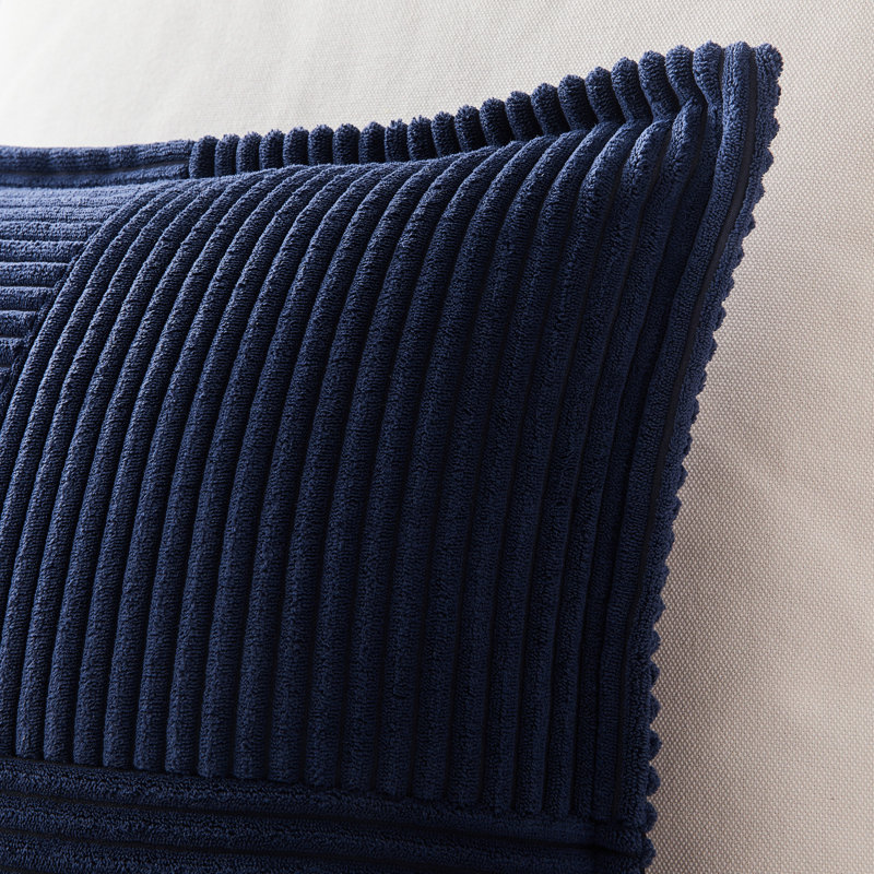 Housse de coussin carré en velours côtelé, H 18 po x l 18 po, Marine