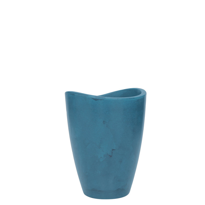 Vinisha ECOBO EcoFriendly Round Pot Planter, Onda IndoorOutdoor use, Four Season Use, Blue, 15.8" H x 11.8" W x 11.8" D