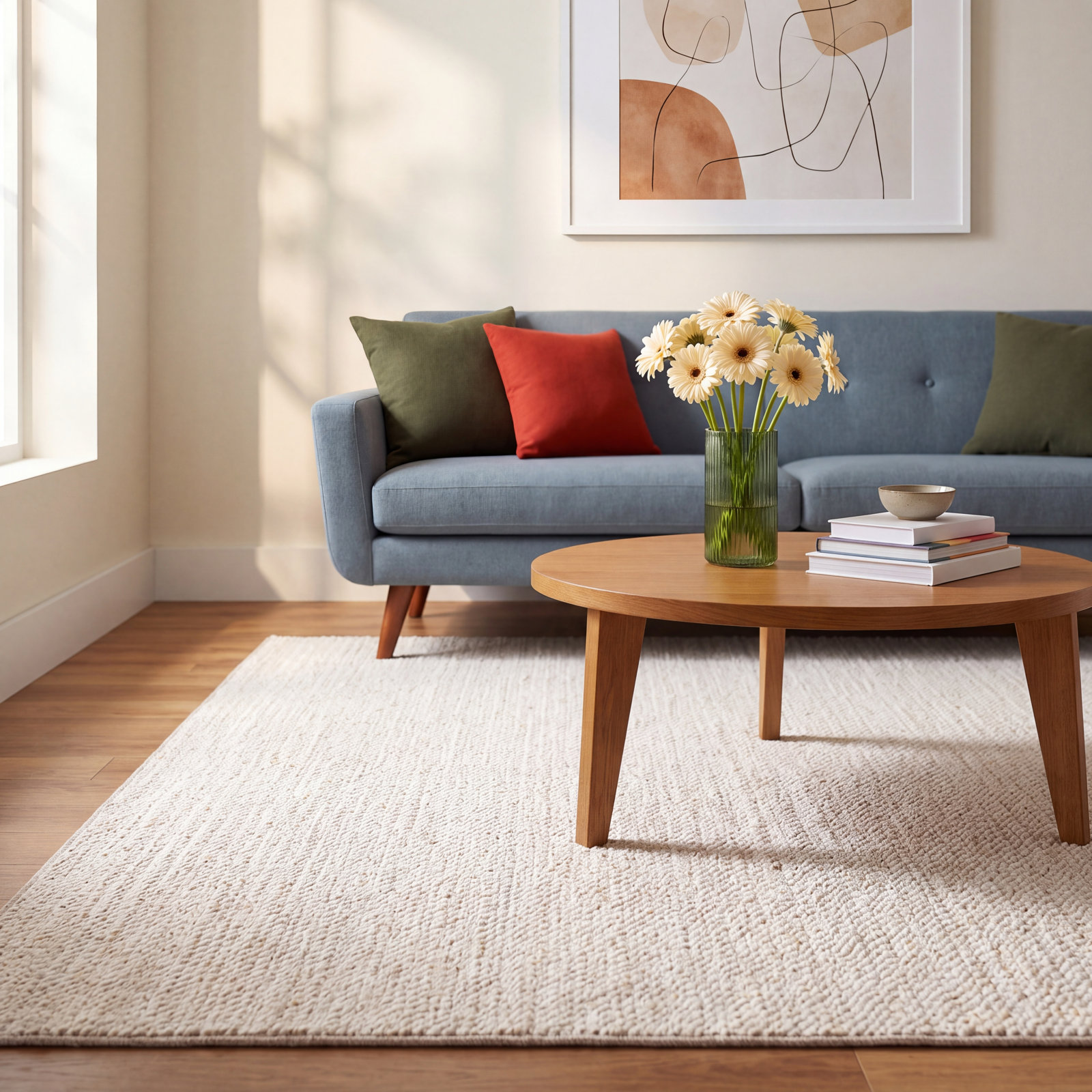 Garret Ivory Beige Hand-Woven Flatweave Rug, Rectangle 8' x 10'