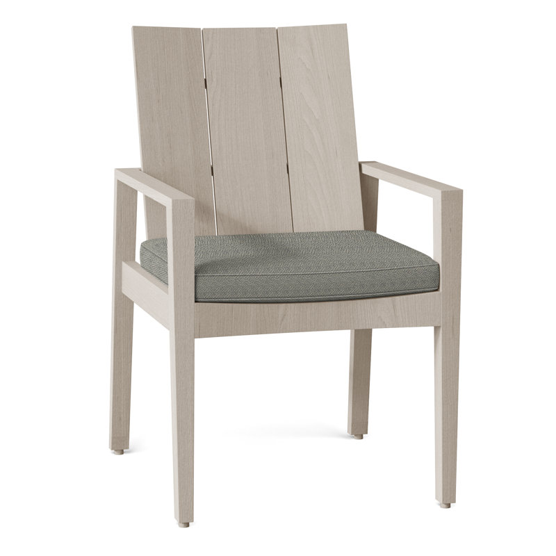 Chaise avec accoudoirs Ashland en teck - Huître, Welt, Sunbrella® ‑ Cabana à rayures minuit, Huître teck