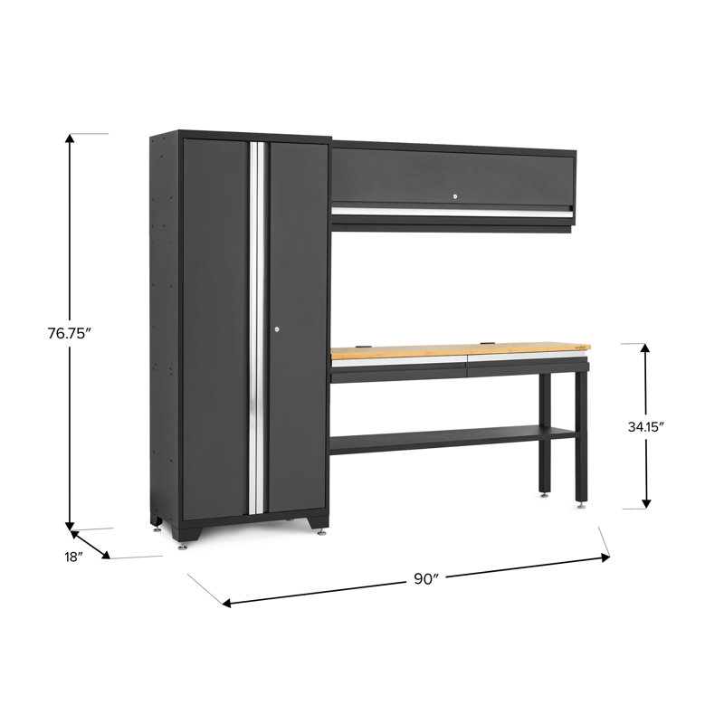 Bold Series 4 Piece Complete Storage System Set, Gray/Bamboo