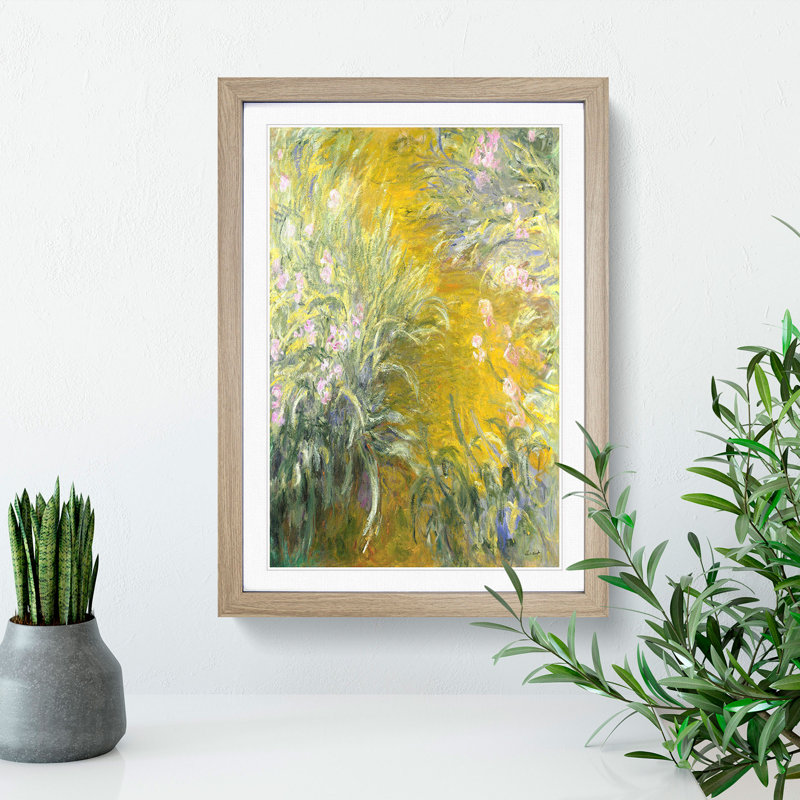 The Path Through the Irises by Claude Monet - Picture Frame Painting, 48cm H x 36cm W x 2cm D, Oak Framed