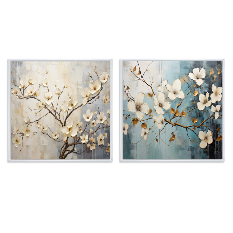Ensemble 2 pièces Peacewoodness, H 16 po x l 33 po, Cadre flottant blanc