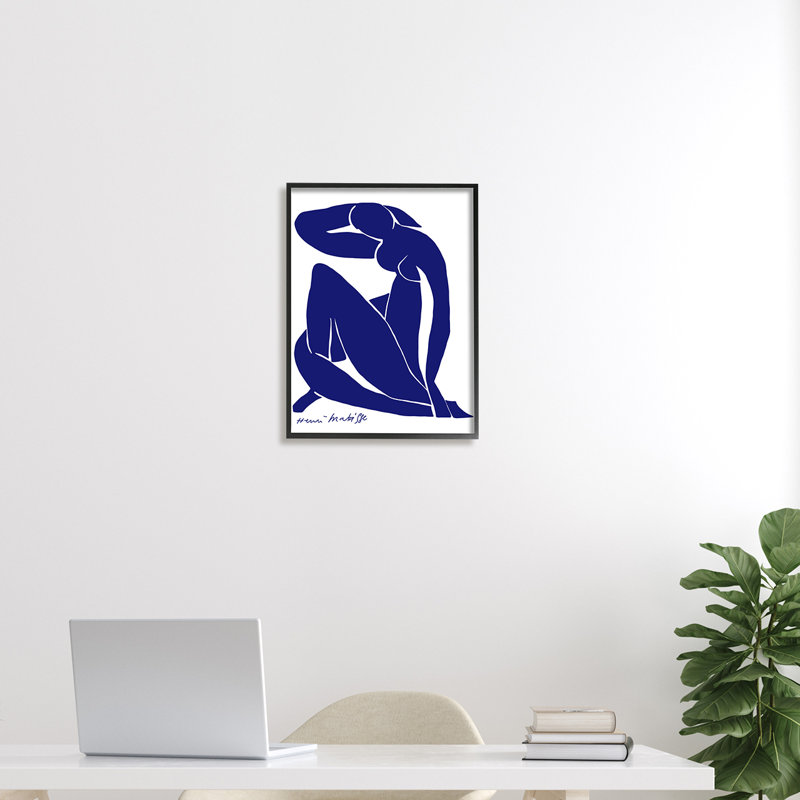 Minimal, abstrait, femme nue mauve, artiste matisse, H 20 po x l 16 po, Giclée encadrée noir minuit