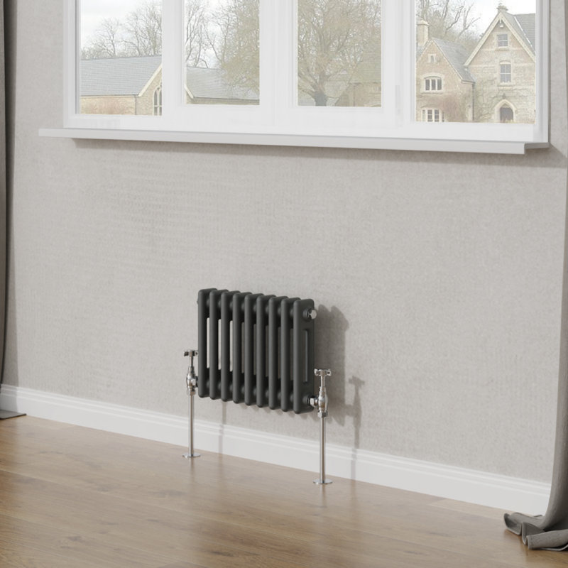 Tryphosa Traditional 2 Column Horizontal Designer Radiator, Anthracite, 30cm H x 42.5cm W