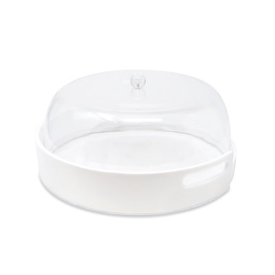 Acrylic Cake Dome with White Base, 13"D