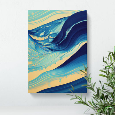 Ocean Wave Paint Abstract - Wrapped Canvas