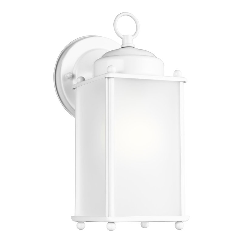 New Castle Large One Light Outdoor Wall Lantern from Generation Lighting , White, White/Frosted, No