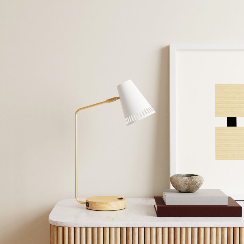Iago Metal USB Desk Lamp, White