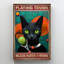 Chat noir jouant au tennis sur toile-1968813416