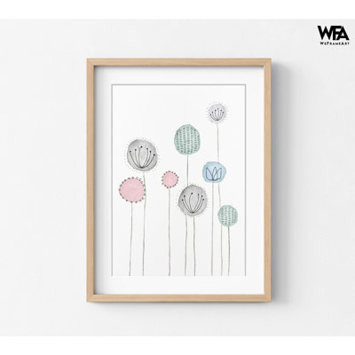 Fleurs de Scandi par Leah Straatsma, œuvre d'art délicat pour bébé, affiche de pissenlit